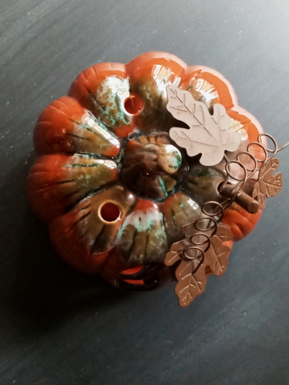Halloween Pumpkin Jack-O-Lantern Ceramic Tealight Votive Candle Holder - Picture 10 of 16